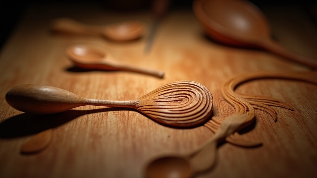Close-up of wood grain pattern on carved wooden surface showing directional lines and texture